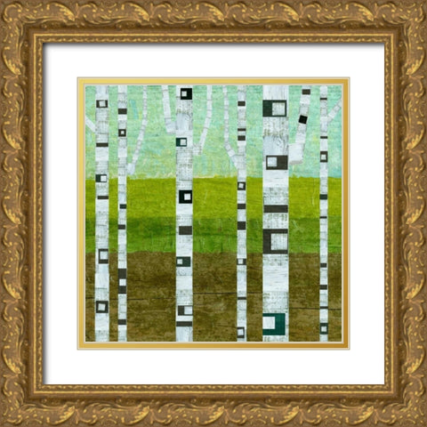 Summer Birches Gold Ornate Wood Framed Art Print with Double Matting by Calkins, Michelle