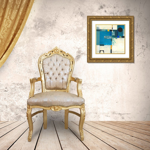 Calypso Blue I Gold Ornate Wood Framed Art Print with Double Matting by Colter, Deborah T.