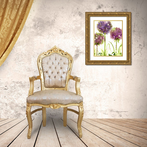 Alliums Gold Ornate Wood Framed Art Print with Double Matting by Derman, Dawn