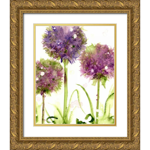 Alliums Gold Ornate Wood Framed Art Print with Double Matting by Derman, Dawn