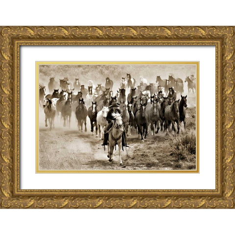 Heading Home Gold Ornate Wood Framed Art Print with Double Matting by Dearing, Lisa