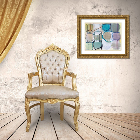 Paper Abstract 3 Gold Ornate Wood Framed Art Print with Double Matting by Duffy, Naomi Taitz