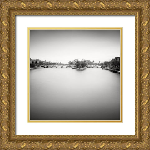 Ile de la Cite Gold Ornate Wood Framed Art Print with Double Matting by Dragt, Wilco