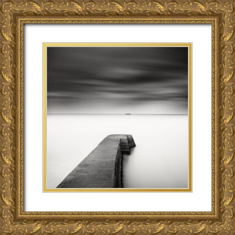 The Jetty-Study #1 Gold Ornate Wood Framed Art Print with Double Matting by Dragt, Wilco
