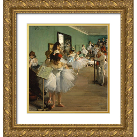 The Dance Class Gold Ornate Wood Framed Art Print with Double Matting by Degas, Edgar