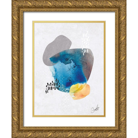 Indigo Blossom No. 1 Gold Ornate Wood Framed Art Print with Double Matting by Duncan-He, Louis
