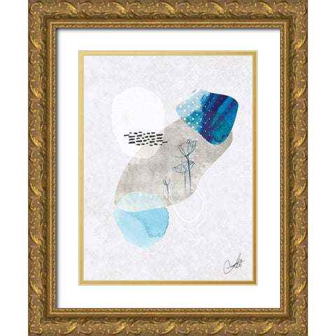 Indigo Blossom No. 2 Gold Ornate Wood Framed Art Print with Double Matting by Duncan-He, Louis