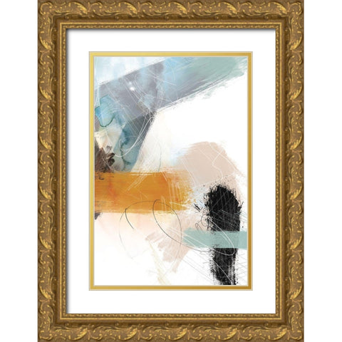 Abstract Blush No. 2 Gold Ornate Wood Framed Art Print with Double Matting by Duncan-He, Louis
