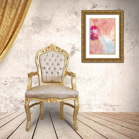 Abstract Turquoise Pink No. 2 Gold Ornate Wood Framed Art Print with Double Matting by Duncan-He, Louis