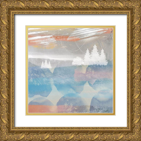 Crimson Sunset No. 2 Gold Ornate Wood Framed Art Print with Double Matting by Duncan-He, Louis