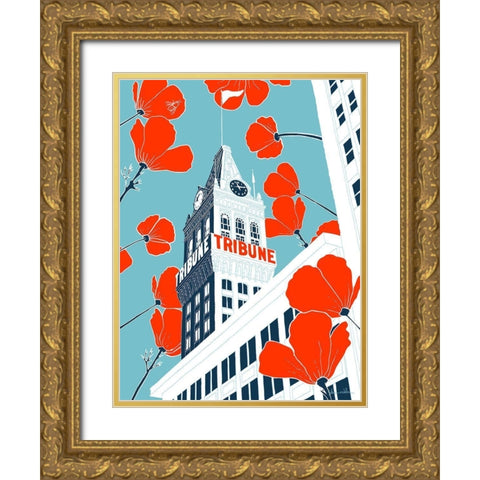 Tribune Tower - Oakland Gold Ornate Wood Framed Art Print with Double Matting by Donahue, Shane