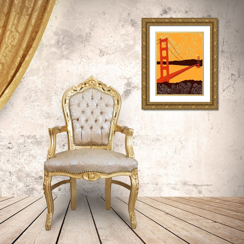 Golden Gate Bridge - Headlands Gold Ornate Wood Framed Art Print with Double Matting by Donahue, Shane