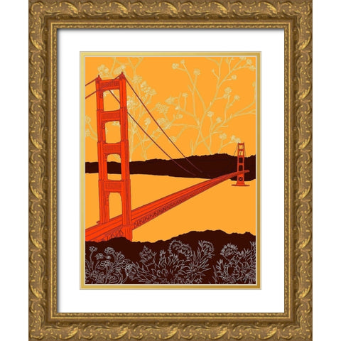 Golden Gate Bridge - Headlands Gold Ornate Wood Framed Art Print with Double Matting by Donahue, Shane