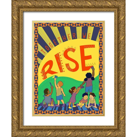 Together We Rise Gold Ornate Wood Framed Art Print with Double Matting by Duran, Kris
