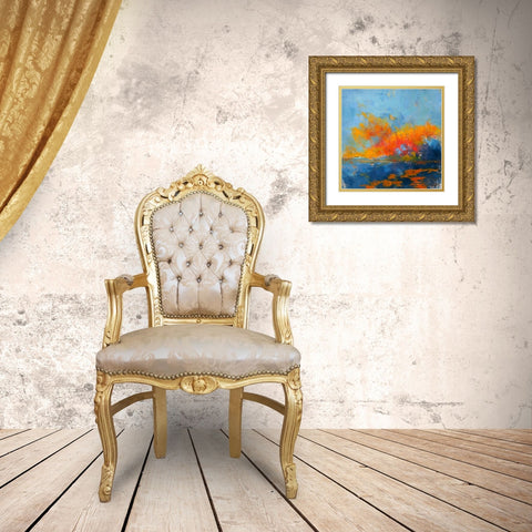 Blue on Blue Gold Ornate Wood Framed Art Print with Double Matting by Dennis, Patrick
