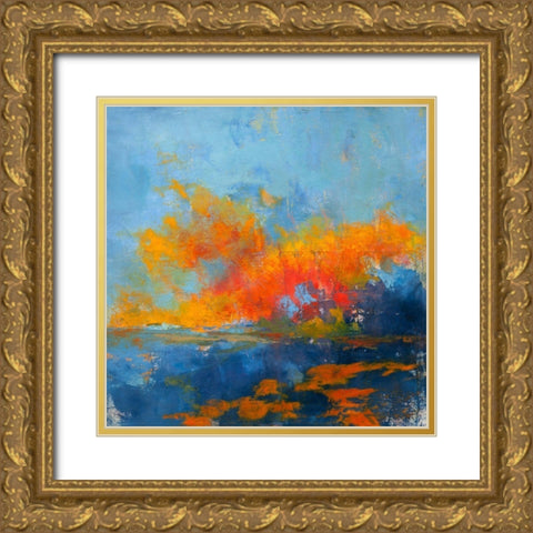 Blue on Blue Gold Ornate Wood Framed Art Print with Double Matting by Dennis, Patrick