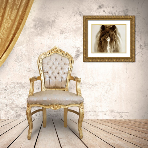 Ghost Horse Gold Ornate Wood Framed Art Print with Double Matting by Dearing, Lisa