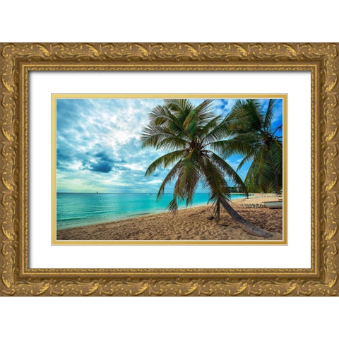Palm Tree Dreams Gold Ornate Wood Framed Art Print with Double Matting by Davis, Lizzy