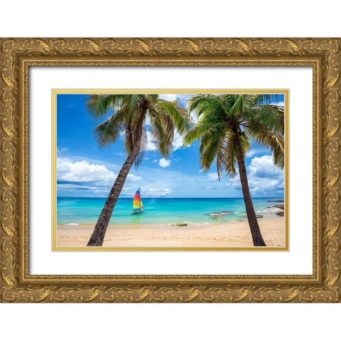 Postcard From Paradise Gold Ornate Wood Framed Art Print with Double Matting by Davis, Lizzy