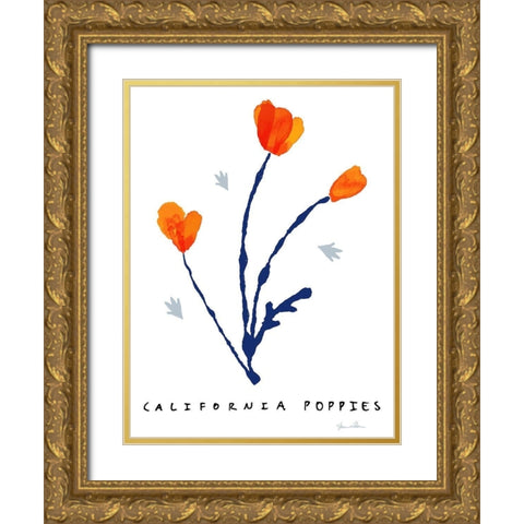 California Poppies Gold Ornate Wood Framed Art Print with Double Matting by Donahue, Shane