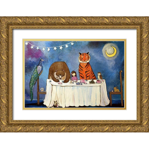 Cake and Tea Gold Ornate Wood Framed Art Print with Double Matting by Doss, Andrea