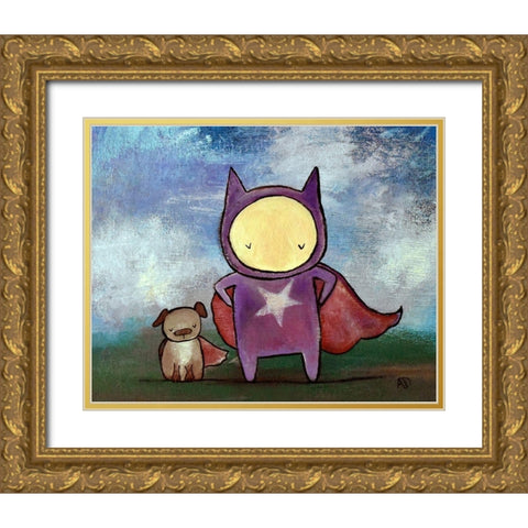 Superhero Friends Gold Ornate Wood Framed Art Print with Double Matting by Doss, Andrea