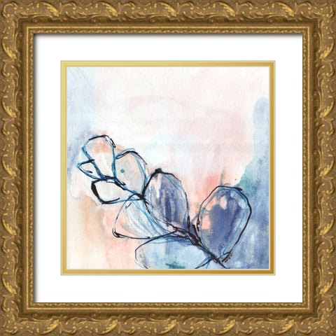 Grow - Pink Promises Gold Ornate Wood Framed Art Print with Double Matting by DelValle, Patty