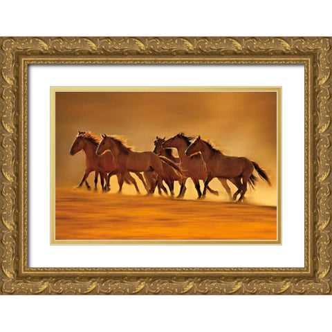 Night Runners Gold Ornate Wood Framed Art Print with Double Matting by Dearing, Lisa