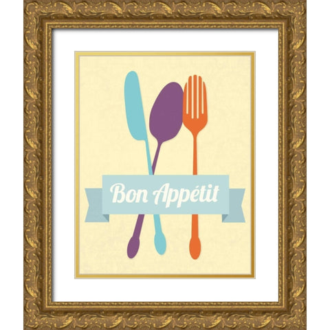 Bon Appetit Gold Ornate Wood Framed Art Print with Double Matting by Duncan, Genesis