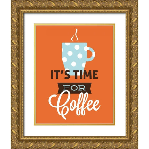 Coffee Time - Orange Gold Ornate Wood Framed Art Print with Double Matting by Duncan, Genesis