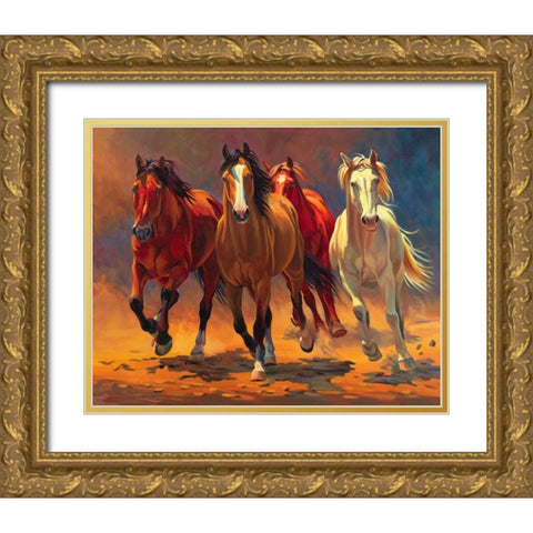 Hoofbeats and Heartbeats Gold Ornate Wood Framed Art Print with Double Matting by Davidson, Nancy