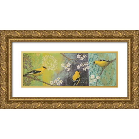 Goldfinches Blooming Gold Ornate Wood Framed Art Print with Double Matting by Donharl, Margaret