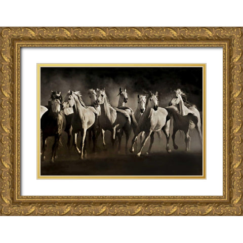 Dream Horses Gold Ornate Wood Framed Art Print with Double Matting by Dearing, Lisa