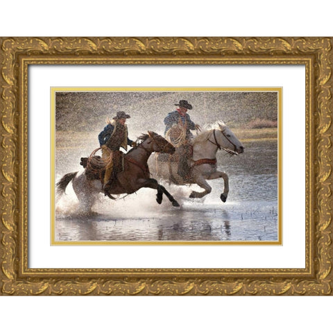 Splash Dance Gold Ornate Wood Framed Art Print with Double Matting by Dearing, Lisa