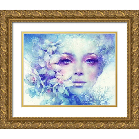 December Gold Ornate Wood Framed Art Print with Double Matting by Dittman, Anna