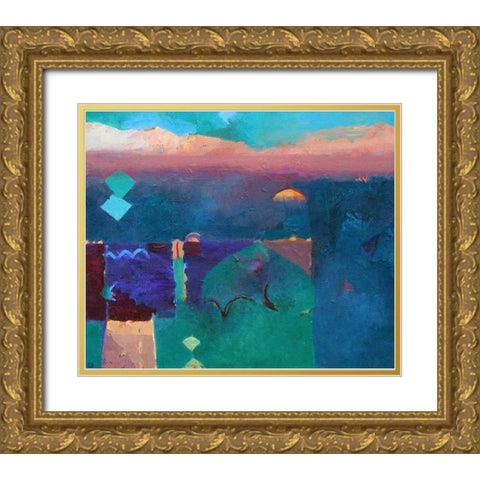 Meknes Green Gold Ornate Wood Framed Art Print with Double Matting by Dudgeon, Gerry