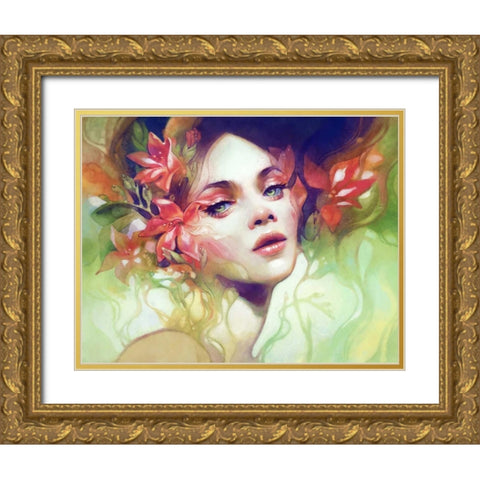 August Gold Ornate Wood Framed Art Print with Double Matting by Dittman, Anna