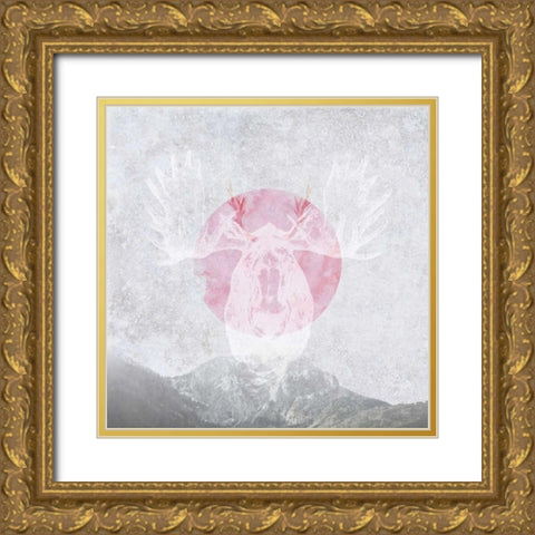 Moose 1 Gold Ornate Wood Framed Art Print with Double Matting by Duncan-He, Louis