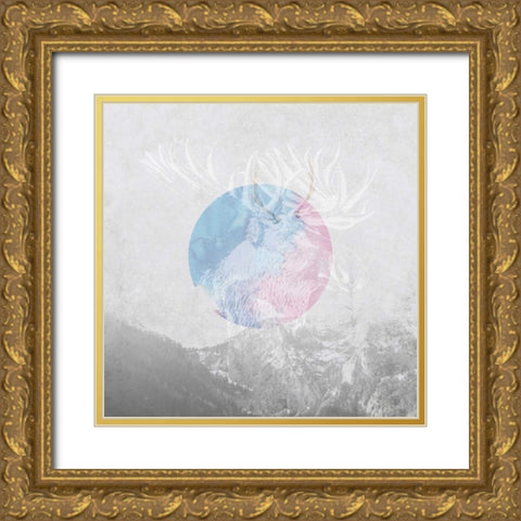 Moose 2 Gold Ornate Wood Framed Art Print with Double Matting by Duncan-He, Louis