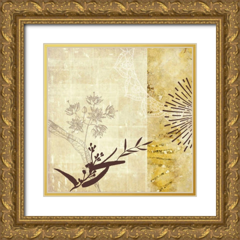 Golden Henna Breeze 1 Gold Ornate Wood Framed Art Print with Double Matting by Duncan-He, Louis