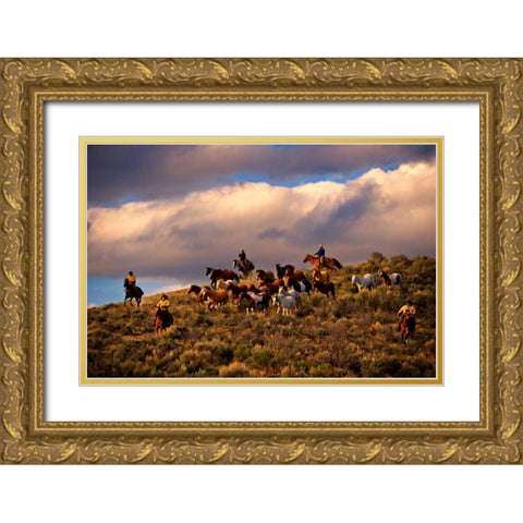Chasing Thunder Gold Ornate Wood Framed Art Print with Double Matting by Dearing, Lisa