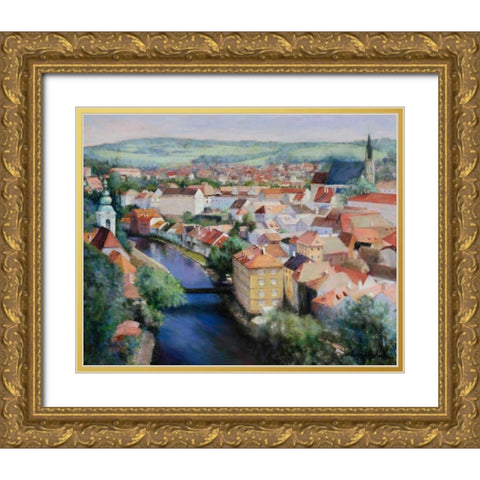 Mosaic Gold Ornate Wood Framed Art Print with Double Matting by Engelman, Esther
