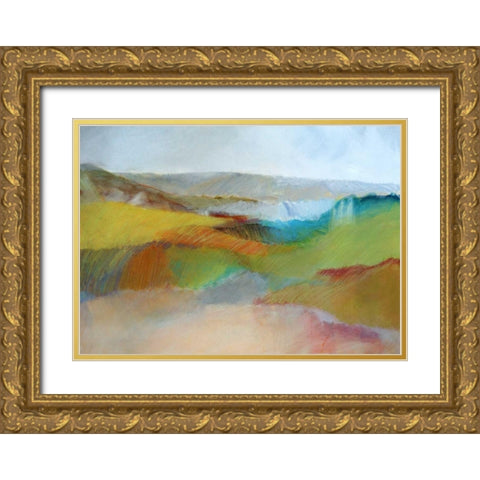 Green, Yellow and Rose Landscape Gold Ornate Wood Framed Art Print with Double Matting by Engeln, Skadi