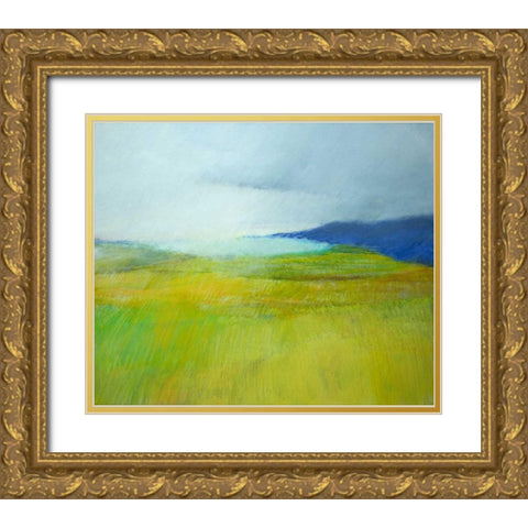 Landscape With Blue Gold Ornate Wood Framed Art Print with Double Matting by Engeln, Skadi