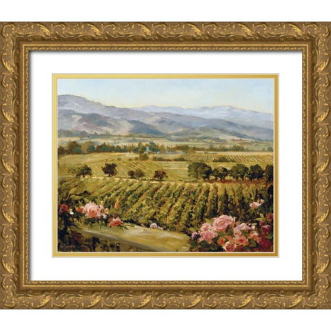 Vineyards to Vaca Mountains Gold Ornate Wood Framed Art Print with Double Matting by Freudenstein, Ellie
