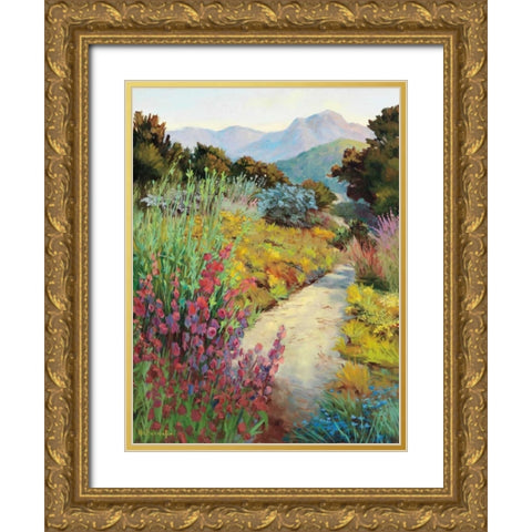 Garden Path Gold Ornate Wood Framed Art Print with Double Matting by Freudenstein, Ellie