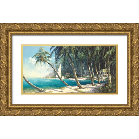 Bali Cove Gold Ornate Wood Framed Art Print with Double Matting by Fronckowiak, Art