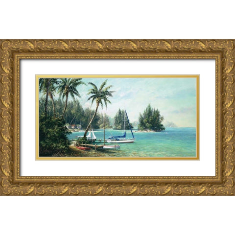Island Cove Gold Ornate Wood Framed Art Print with Double Matting by Fronckowiak, Art