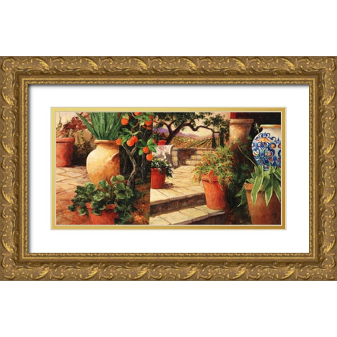Turo Tuscan Orange Gold Ornate Wood Framed Art Print with Double Matting by Fronckowiak, Art