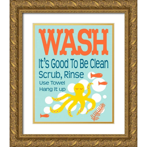 Ocean Bubble Friends 4 Gold Ornate Wood Framed Art Print with Double Matting by Fuqua, Leslie